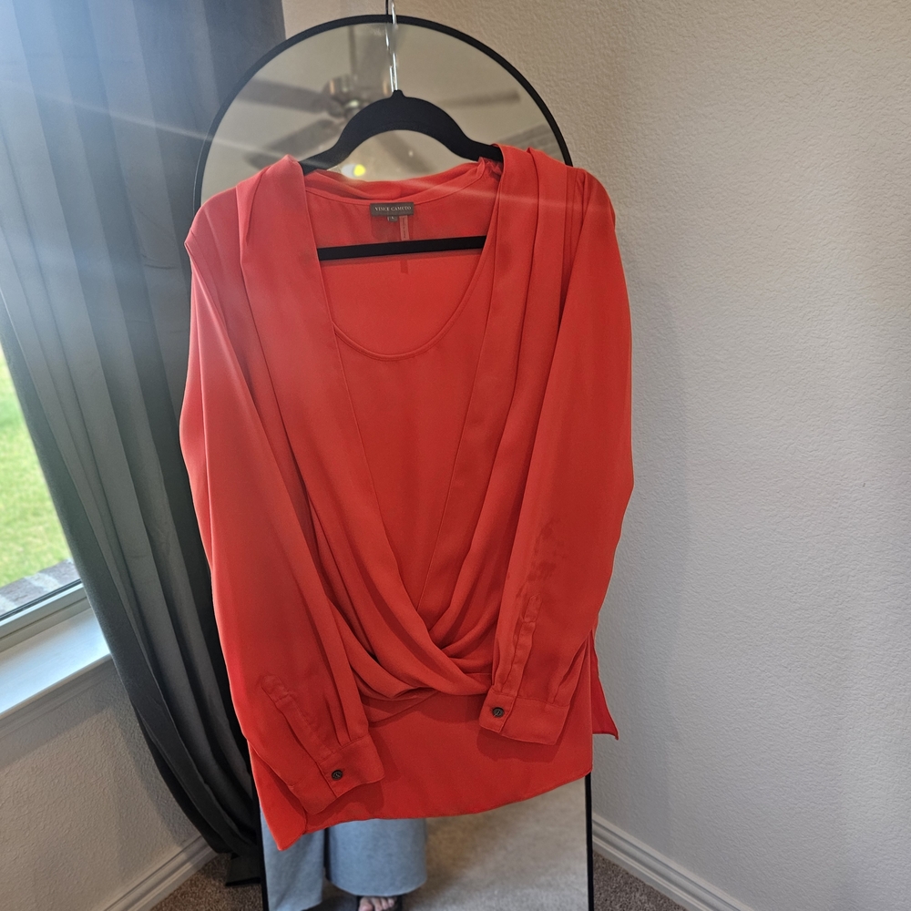 Elegant Red Draped Women's Top